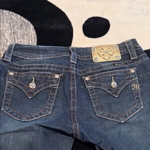 Miss Me Dark Blue Bootcut Jeans with Embellished Back Pockets